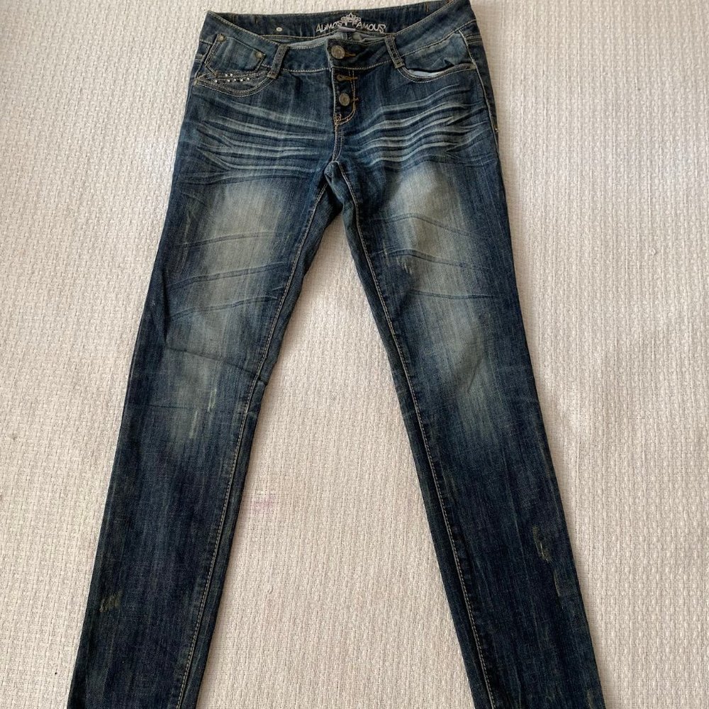 Women's Ripped High Waisted Skinny Jeans Button Fly Distressed Stretchy Denim Pa